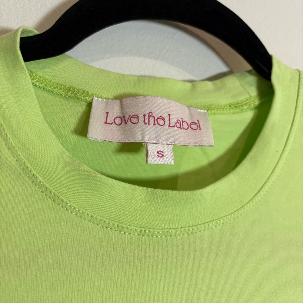 LOVE THE LABEL Lali Tee Shirt Puff Sleeve In Lime Size Small - Picture 4 of 7